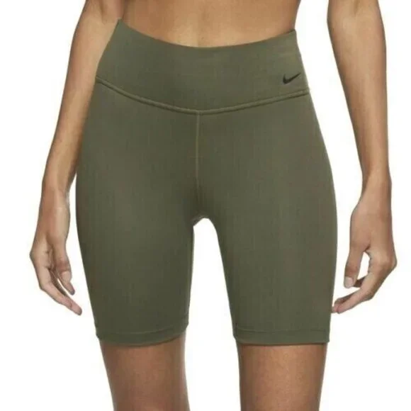 Nike One Womens Mid Rise 7" Bike Shorts Dri-Fit Olive/Black Plus Size 2X - Picture 2 of 7